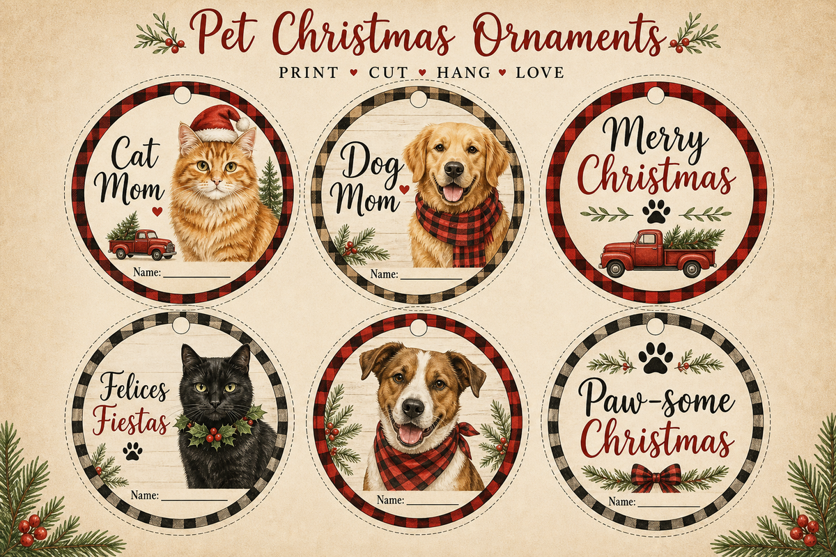 Pet Christmas Ornament SVG Bundle — farmhouse sheet preview (previews-v2)