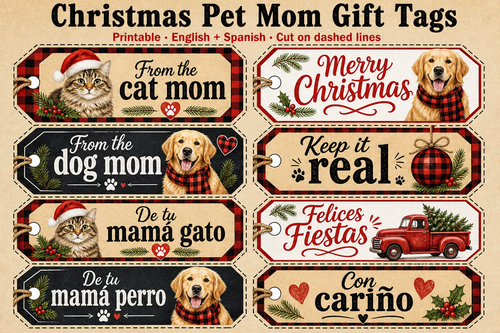 Christmas Pet Mom Gift Tags — farmhouse sheet 1