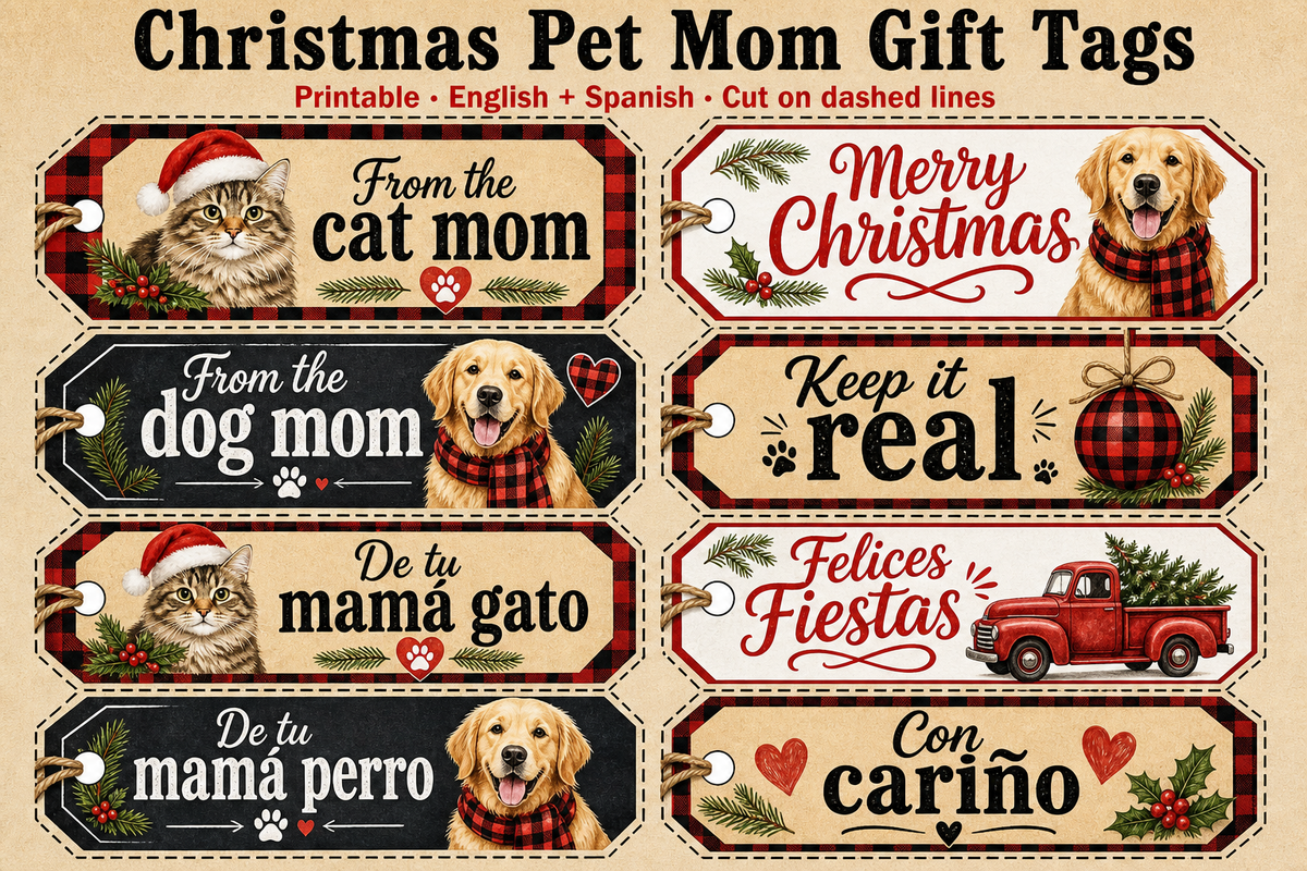 Christmas Pet Mom Gift Tags — farmhouse sheet 1