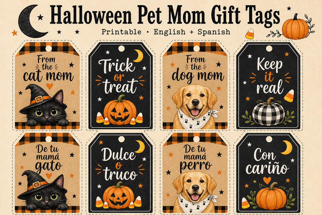 Halloween Pet Mom Gift Tags — farmhouse sheet preview