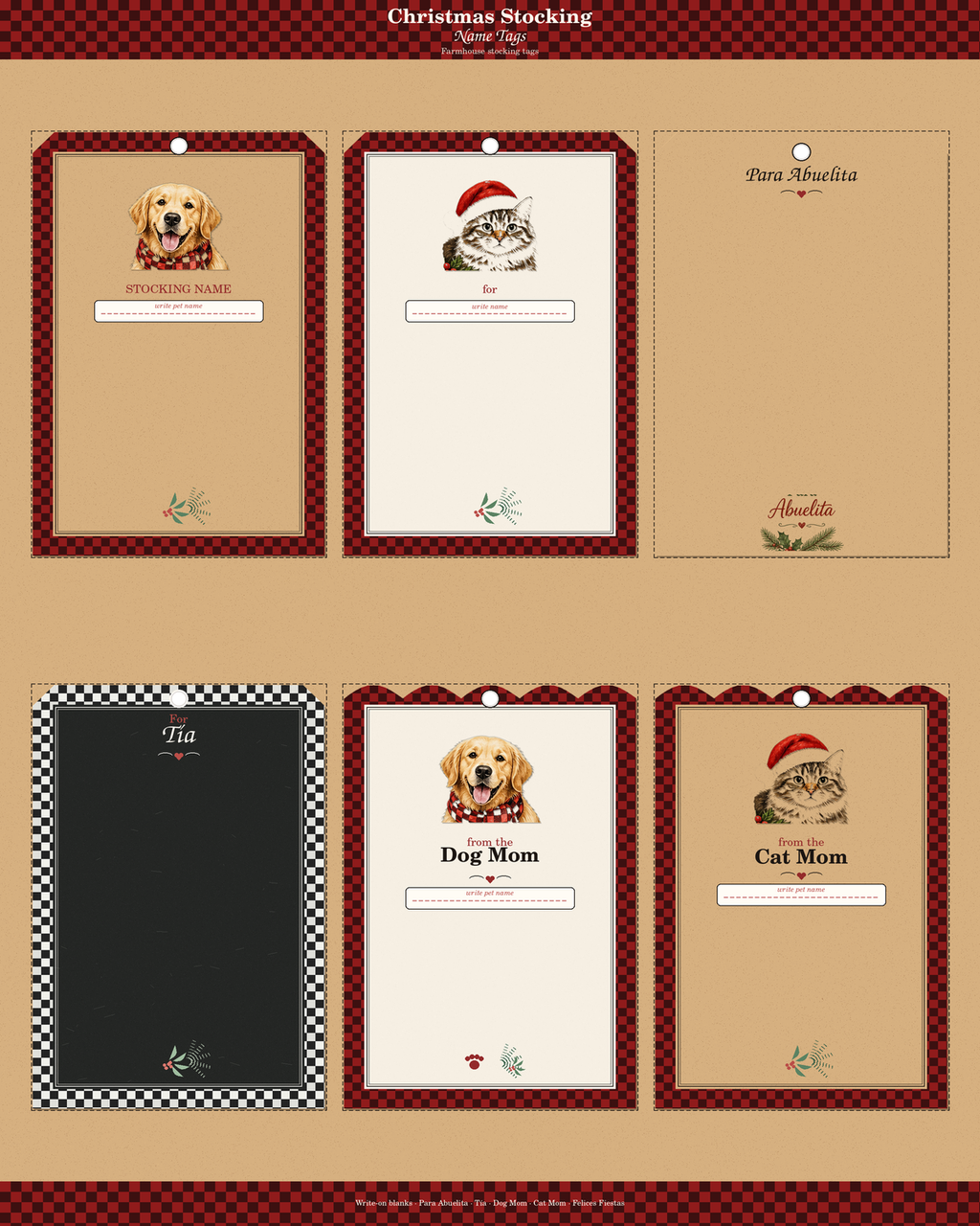 Christmas Stocking Name Tags — all tags preview