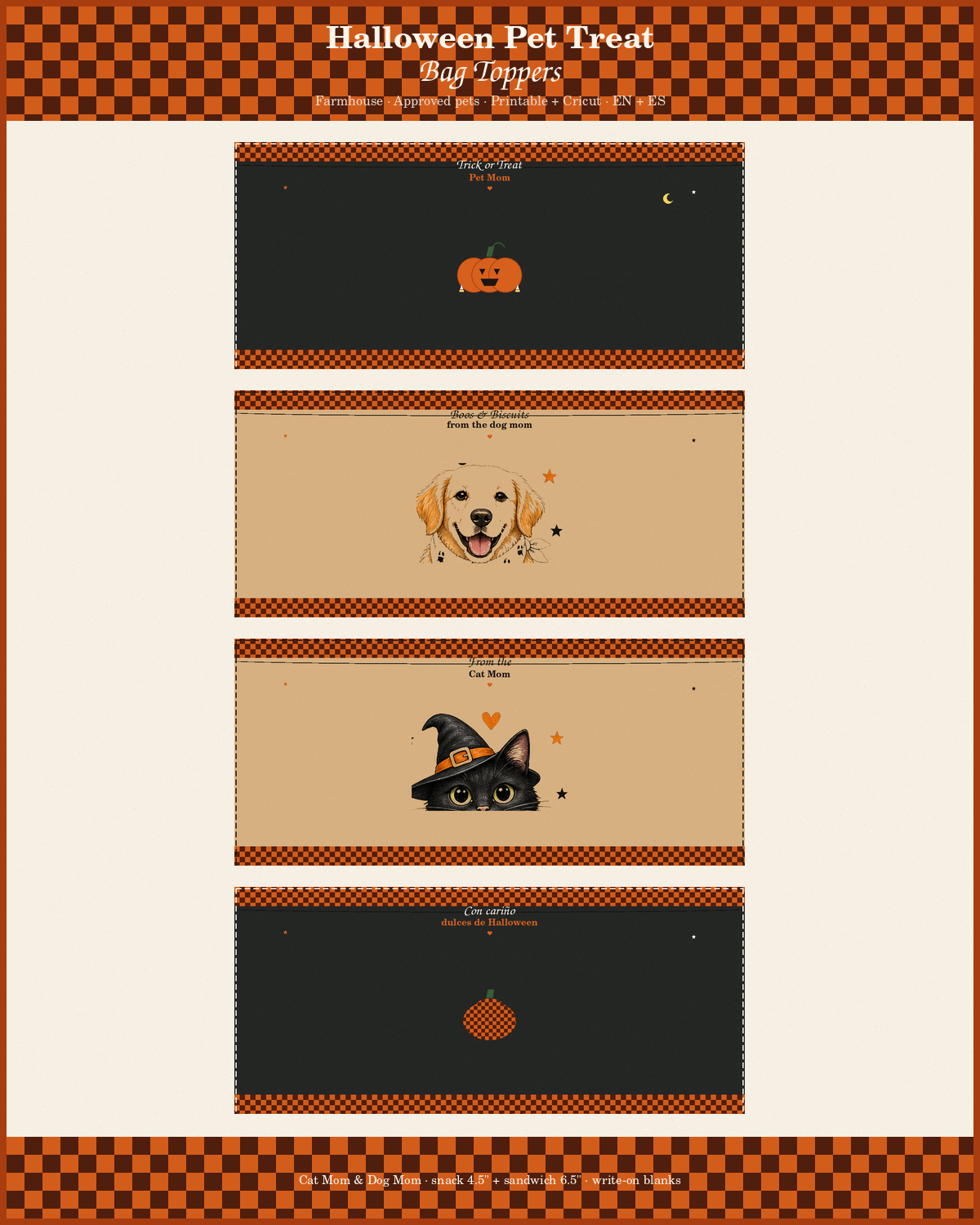 Halloween Pet Treat Bag Toppers — farmhouse listing main