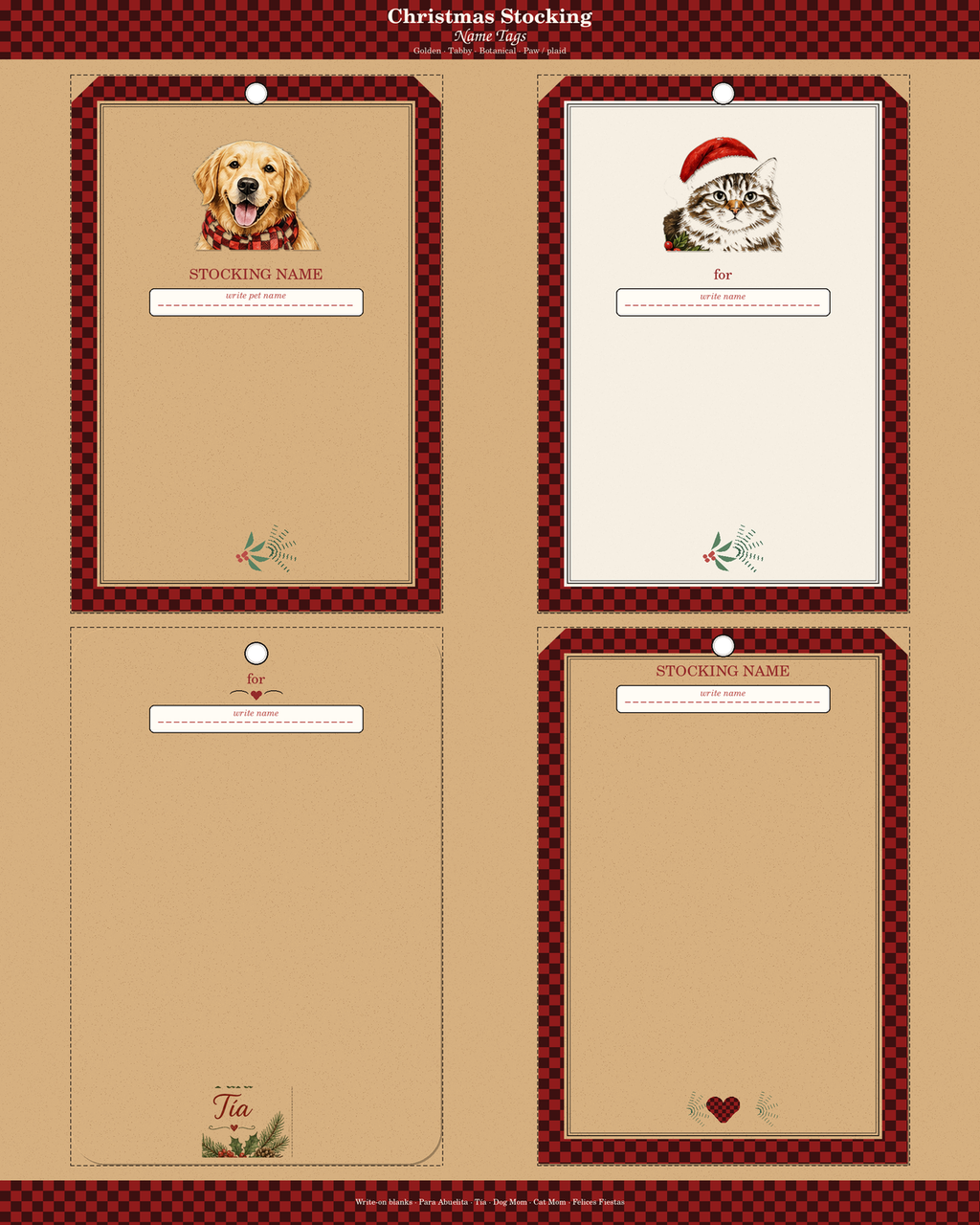 Christmas Stocking Name Tags — write-on blanks